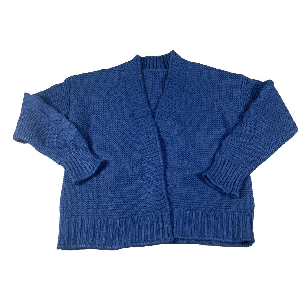 Style & Co Womens Navy Chunky Cropped Knit Open Front Cardigan Sweater Size M